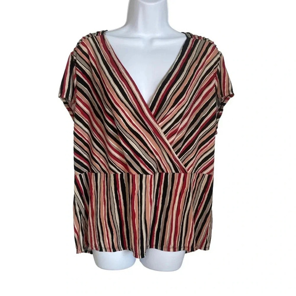 Alfani Vibrant Striped V-Neck Blouse Woman - Size 1X - Light weight - Picture 1 of 4